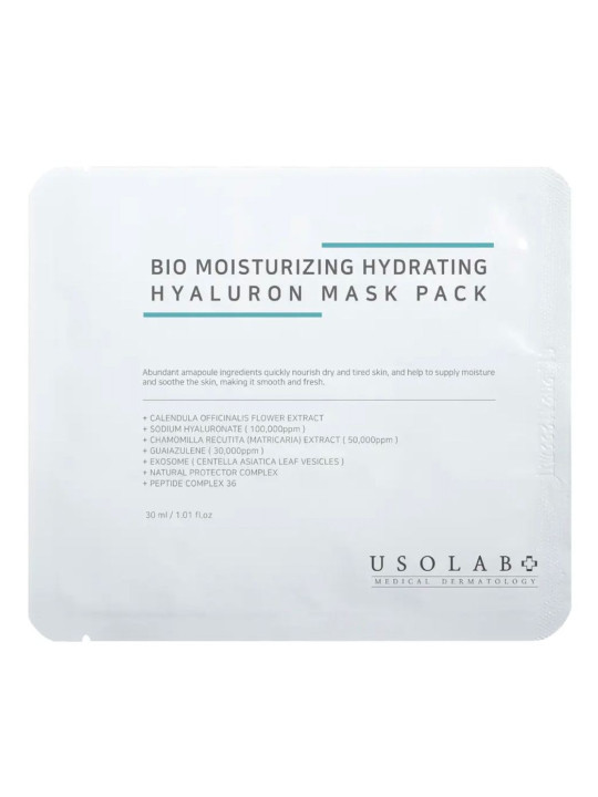  Зволожуюча тканинна маска зі заспокійливою та антивіковою дією Usolab Bio Moisturizing Hydrating Hyaluron Mask