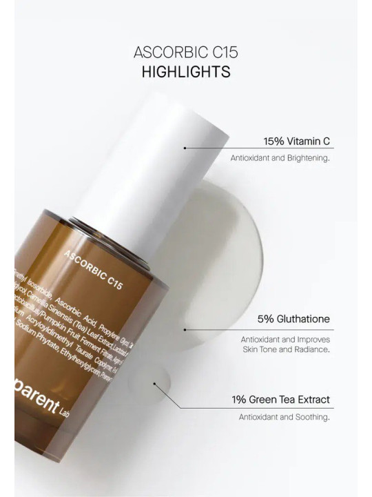 Антивікова освітлююча сироватка Transparent Lab Ascorbic C15, 30 мл Антивікова освітлююча сироватка Transparent Lab Ascorbic C15, 30 мл