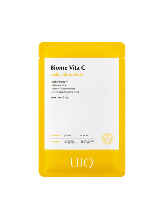 Освітлювальна тканинна маска з вітаміном C UIQ Biome Vita C Daily Glow Mask