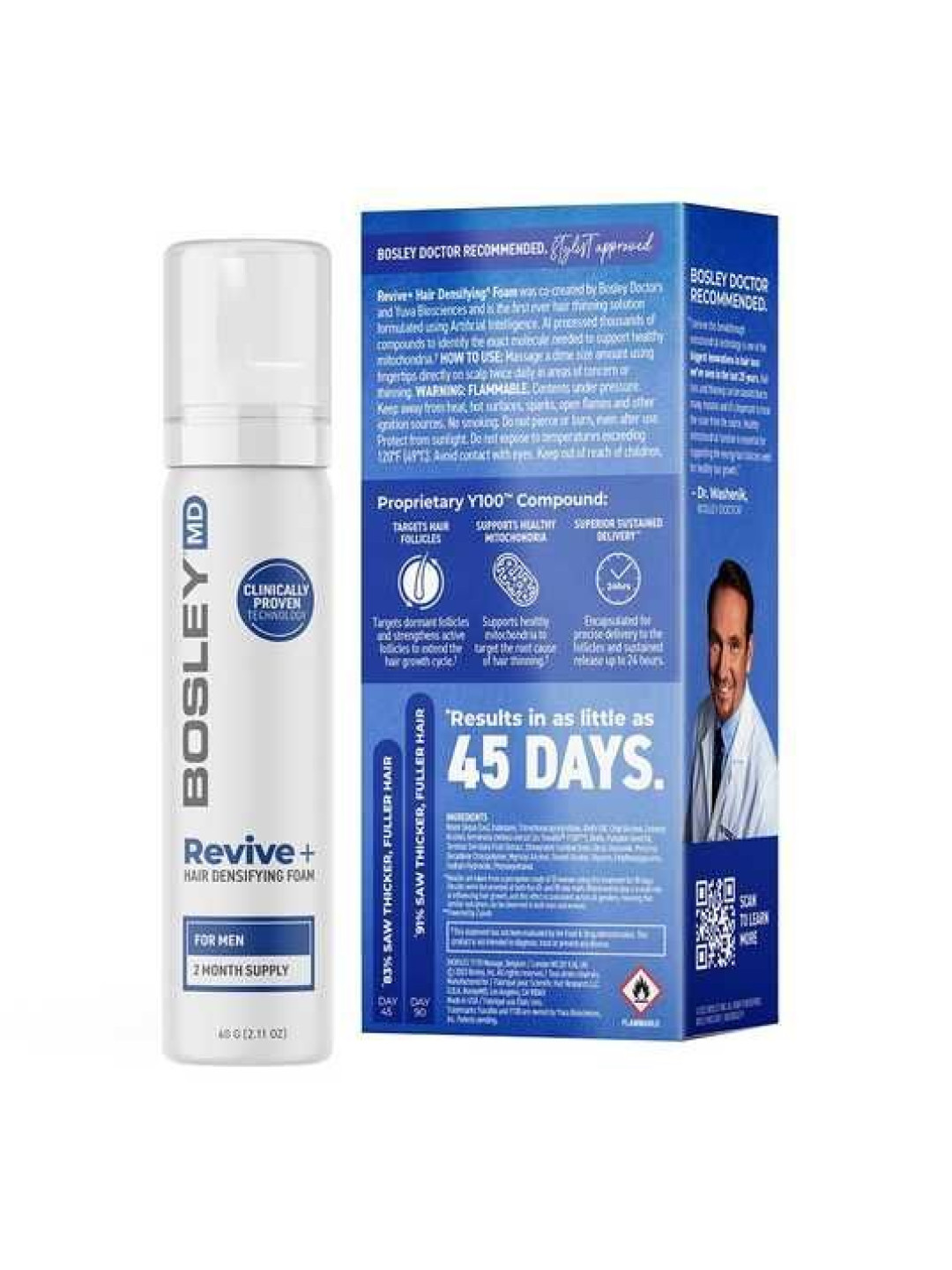 Revive+  піна проти випадіння волосся у чоловіків Bosley, 60 грам