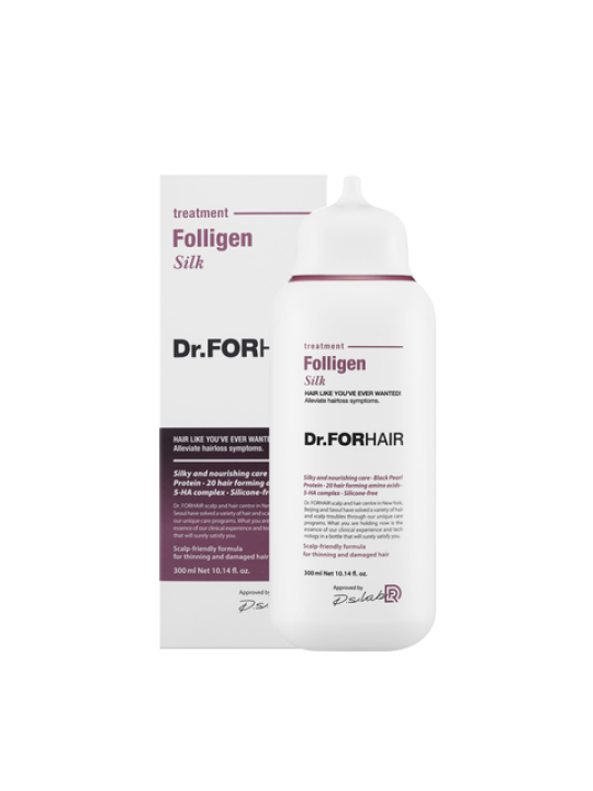 Відновлююча маска - кондиціонер для пошкодженого волосся Dr.FORHAIR Folligen Silk Treatment, 300 мл