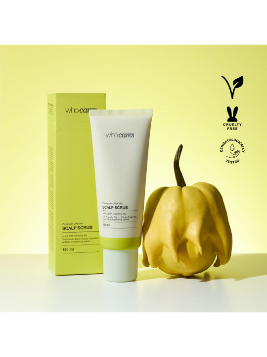 Кислотний скраб-пілінг для шкіри голови whocares Pumpkin Protein Scalp Scrub, 180 мл