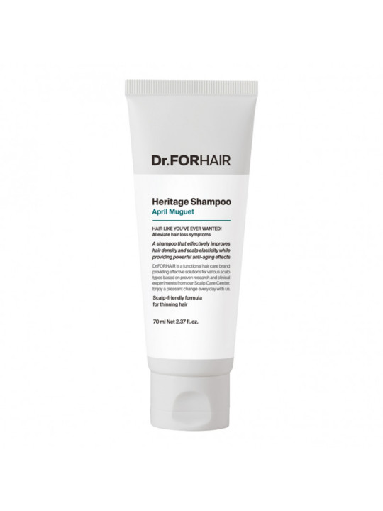 Антивіковий шампунь для ослабленої шкіри голови та тонкого волосся Dr.FORHAIR Heritage Shampoo April Muguet, 70 мл