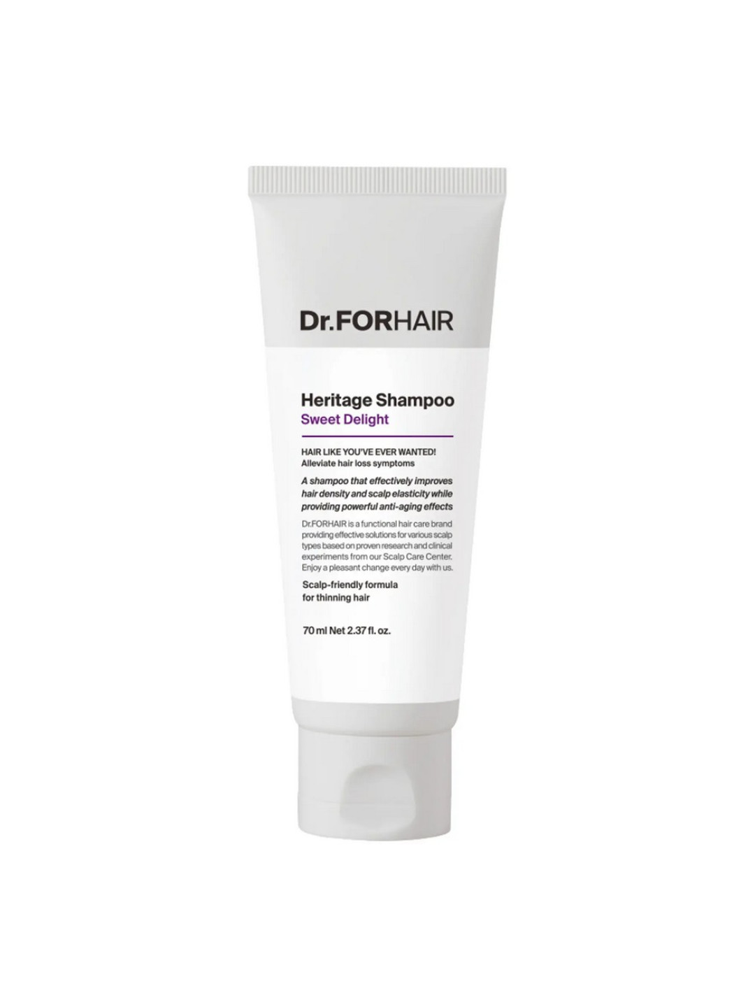Антивіковий шампунь для ослабленої шкіри голови та тонкого волосся Dr.FORHAIR Heritage Shampoo Sweet Delight, 70 мл