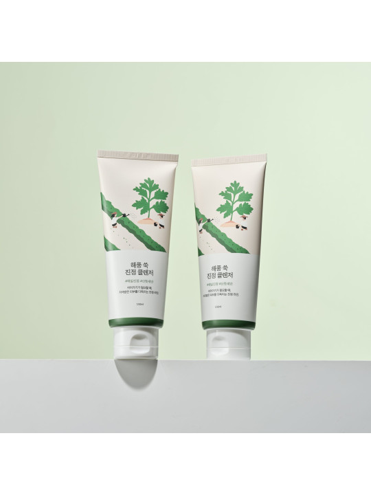 Заспокійлива очищуюча пінка з морським полином Round Lab Mugwort Calming Cleanser, 150 мл