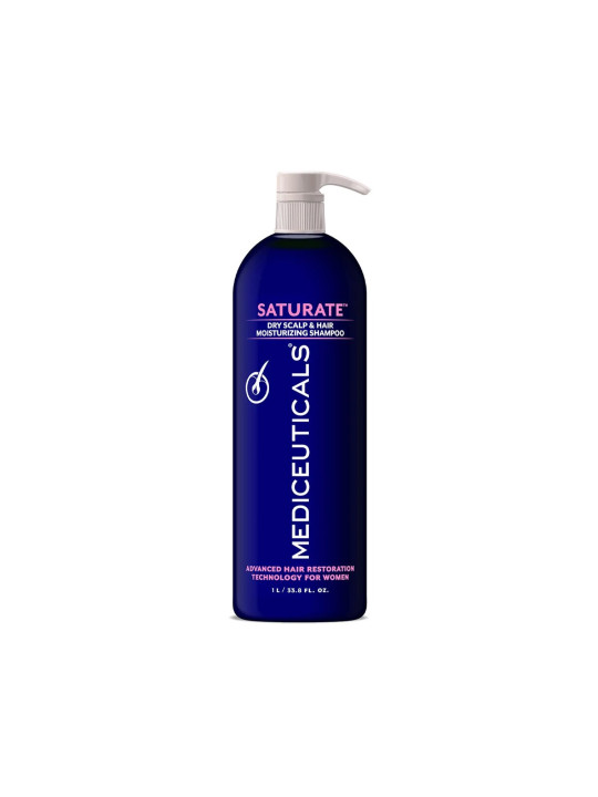 Зволожуючий шампунь для жінок проти випадіння для сухого типу шкіри голови Mediceuticals Saturate, 1 л Зволожуючий шампунь для жінок проти випадіння для сухого типу шкіри голови Mediceuticals Saturate, 1 л