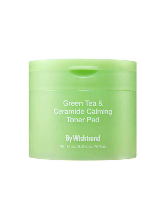 Заспокійливі охолоджуючі тонер-пади BY WISHTREND Green Tea & Ceramide Calming Toner Pad, 70 шт
