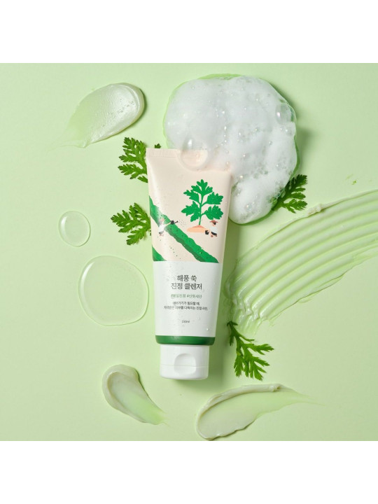 Заспокійлива очищуюча пінка з морським полином Round Lab Mugwort Calming Cleanser, 150 мл