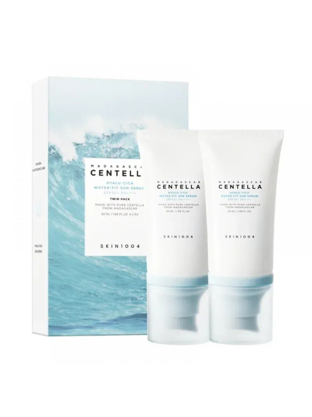 Набір сонцезахисних сироваток Skin1004 Madagascar Centella Hyalu-Cica Water-Fit Sun Serum SPF 50+ PA++++, 50 + 50 мл