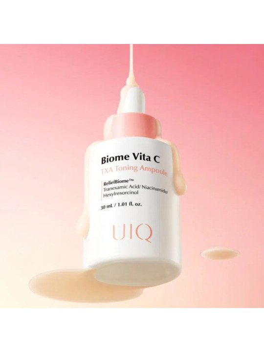 Освітлювальна концентрована сироватка з транексамовою кислотою UIQ Biome Vita C TXA Toning Ampoule, 30 мл Освітлювальна концентрована сироватка з транексамовою кислотою UIQ Biome Vita C TXA Toning Ampoule, 30 мл